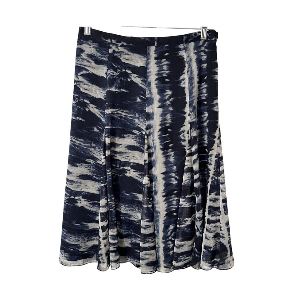 Coldwater Creek Skirt Size M Blue Tie Dye Mid Rise Lightweight Lined Boho Artsy